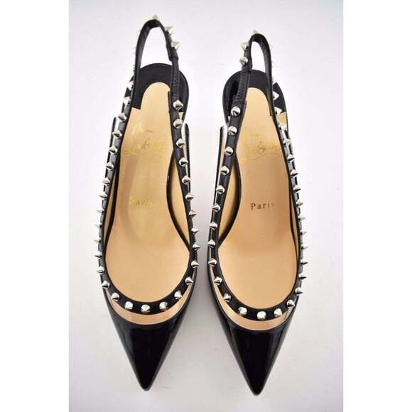Christian Louboutin Brigadine 70 Black Patent PVC Slingback Spike Heel Pump 36 - Picture 7 of 11